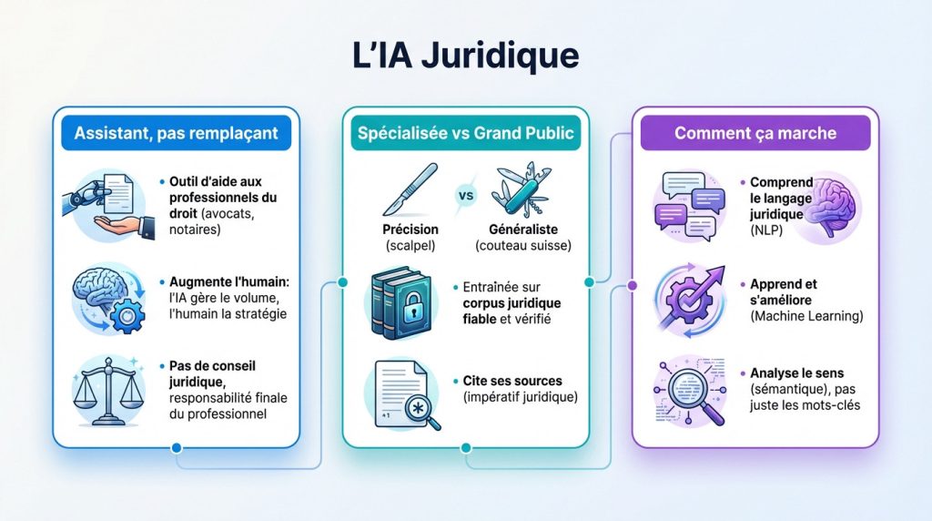 Illustration d'une intelligence artificielle assistant un professionnel du droit dans l'analyse de documents